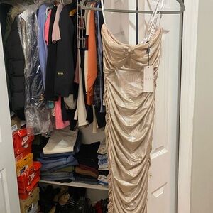 NEW Cream Ruched strapless Dress